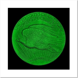 USA Twenty Dollars Coin in Green Posters and Art